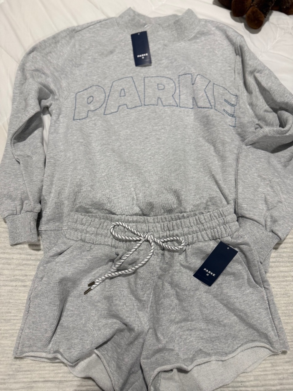 Parke XS gray mockneck plus matching shorts!